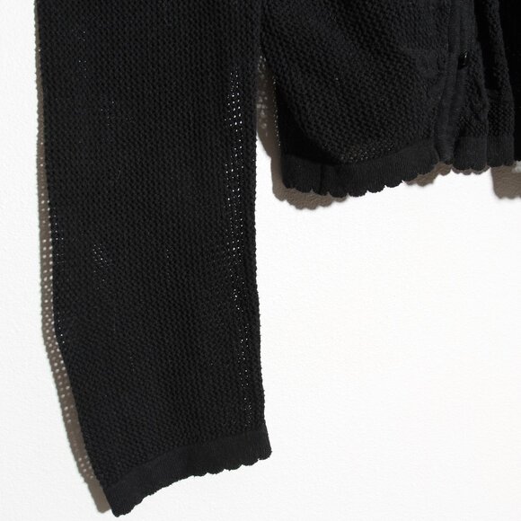 By Anthropologie Sheer Lace Bias-Cut Cardigan Sweater Asymmetrical Floral Black - Picture 7 of 16